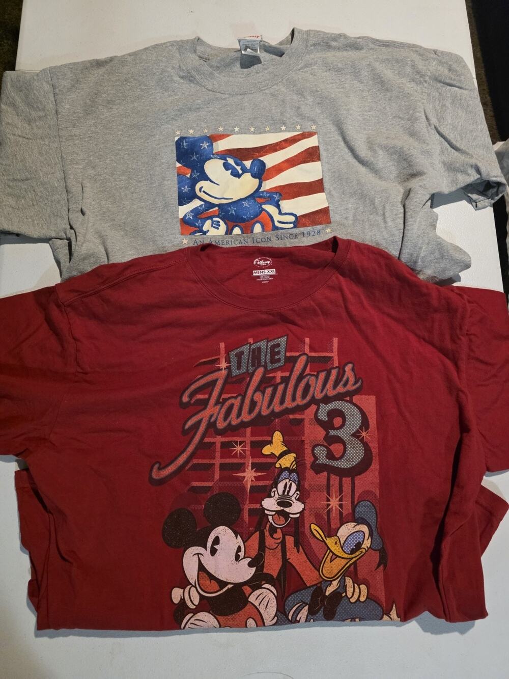 Disney Mens 2XL T Shirt Lot of 2 Mickey Mouse Donald Goofy Graphic Tees